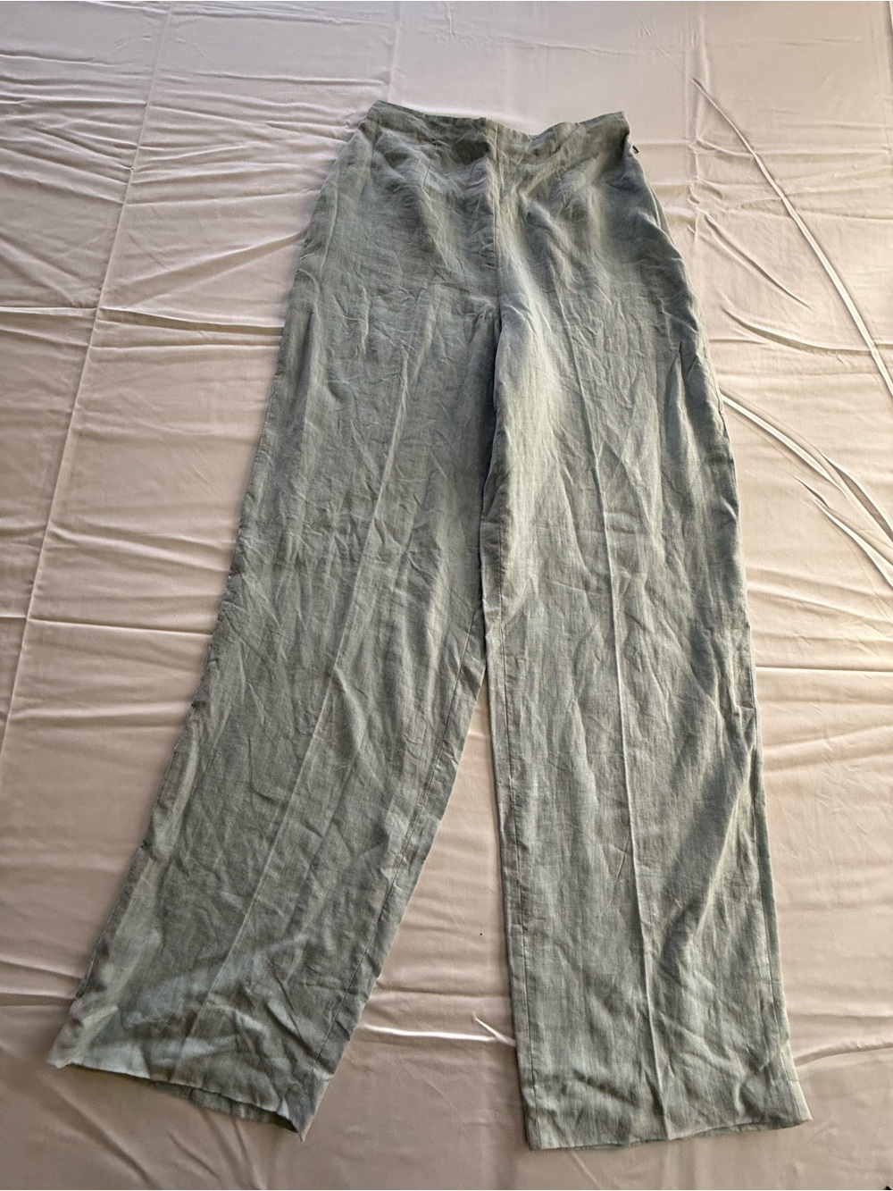 Emporio Armani Dusty Blue Wide Leg Linen Pants size 40